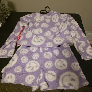 🆕Justice Girls 2pc Long Sleeve Cardigan Sleep Top & Shorts Sz 12/14